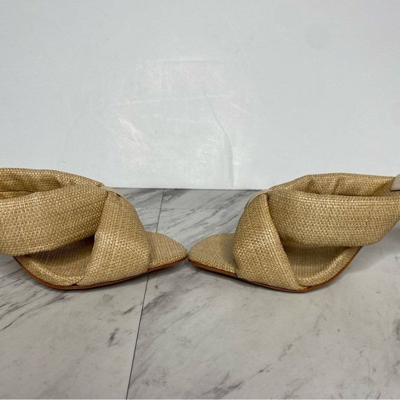 Schutz Fairy Natural Egg Shell Square Toe Heeled Sandal 8 1/2 B - Picture 6 of 14